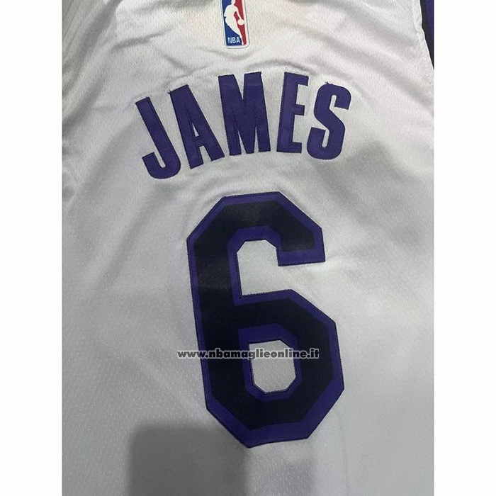 Maglia Los Angeles Lakers LeBron James #6 Citta 2022-23 Bianco